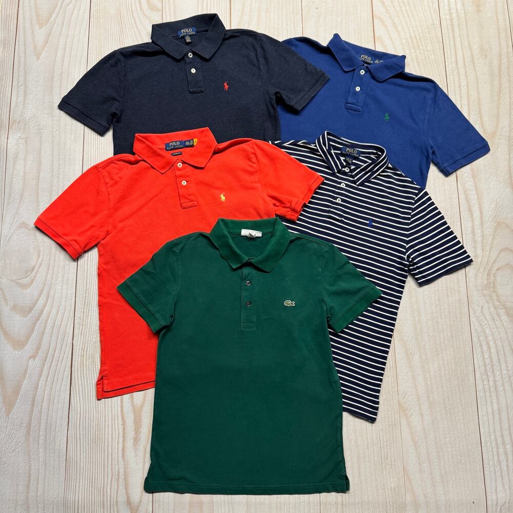 Lot of 5 Polo Ralph Lauren Lacoste Boys Size L (14-16) Short Sleeve Polo Shirt
